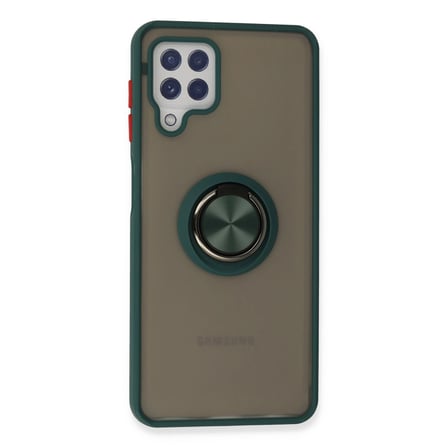 Samsung Uyumlu Galaxy A22 Kılıf Montreal Yüzüklü Silikon Kapak - Yeşil