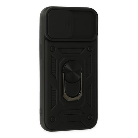 Apple İphone 14 Kılıf Pars Lens Yüzüklü Silikon - Siyah