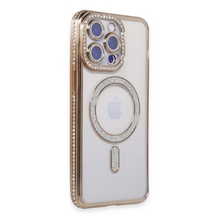 Apple Uyumlu İphone 15 Pro Max Kılıf Joke Simli Magneticsafe Kılıf - Gold