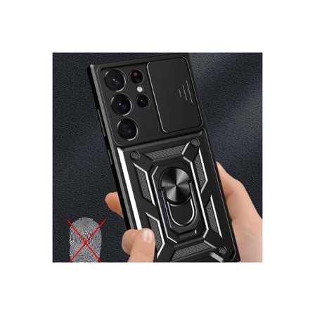 Samsung Uyumlu Galaxy S23 Ultra Kılıf Pars Lens Yüzüklü Silikon - Kırmızı