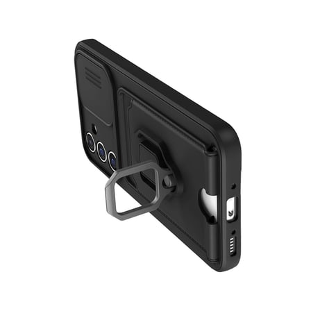 Samsung Uyumlu Galaxy A05s Kılıf Zuma Kartvizitli Yüzüklü Silikon - Siyah