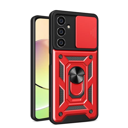 Samsung Uyumlu Galaxy A05 Kılıf Pars Lens Yüzüklü Silikon - Kırmızı