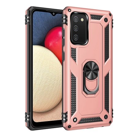 Samsung Uyumlu Galaxy A02s Kılıf Sofya Yüzüklü Silikon Kapak - Rose