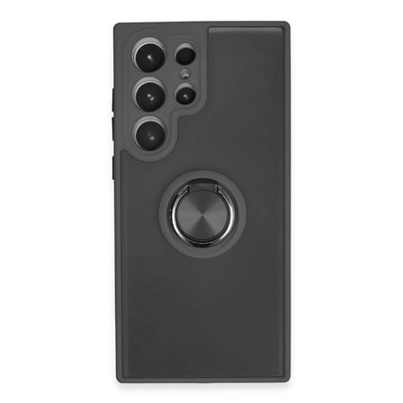 Samsung Uyumlu Galaxy S23 Ultra Kılıf Montreal Yüzüklü Silikon Kapak - Siyah