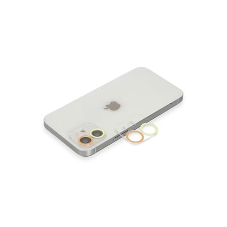 Apple İphone 12 Renkli Kamera Lens Koruma Cam - Sarı-turuncu