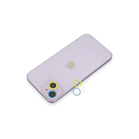 Apple İphone 13 Mini Renkli Kamera Lens Koruma Cam - Sarı-mavi