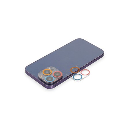 Apple İphone 13 Pro Max Renkli Kamera Lens Koruma Cam - Pembe-mavi