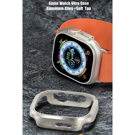 Apple Watch Ultra 49mm Mo-wt3 Alüminyum Camlı Kasa Ekran Koruyucu - Gold