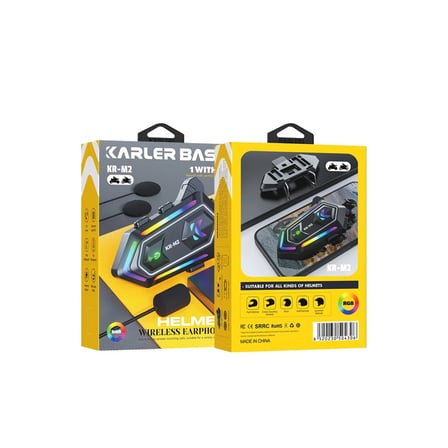 Krm2 Rgb Motosiklet Sürücüleri İçin Ipx6 Su Geçirmez Özellikli Kablosuz Bluetooth Kulaklık - Siyah