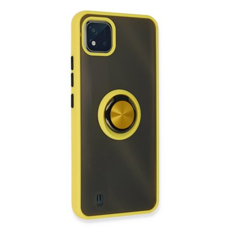 Realme C11 2021 Kılıf Montreal Yüzüklü Silikon Kapak - Sarı