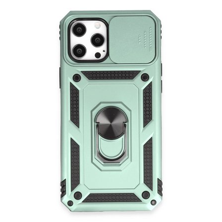 Apple İphone 12 Pro Max Kılıf Pars Lens Yüzüklü Silikon - Yeşil