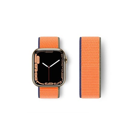 Apple Watch 42mm Hasırlı Cırtcırtlı Kordon - Turuncu