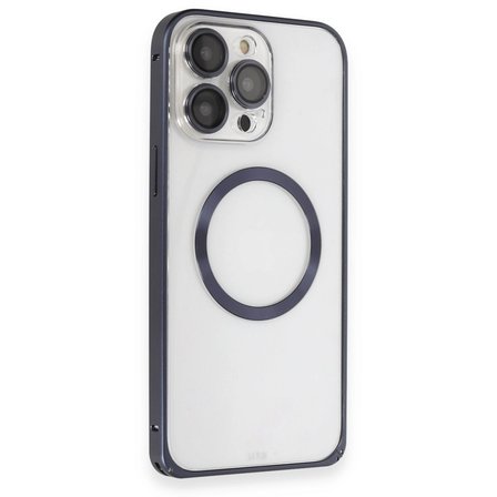 Joko Apple İphone 15 Pro Max Kılıf Metal Bumper Magneticsafe Kapak - Lacivert