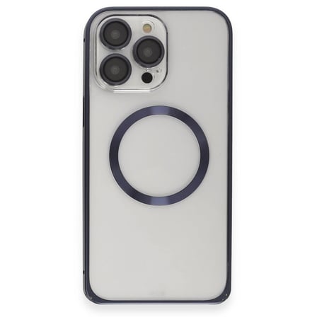 Joko Apple İphone 15 Pro Max Kılıf Metal Bumper Magneticsafe Kapak - Lacivert