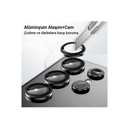 Samsung Uyumlu Galaxy A34 5g Valdez Metal Kamera Lens - Siyah
