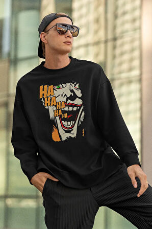 Joker Kahkaha Baskılı Unisex Oversize Dc Karakter Sweatshirt