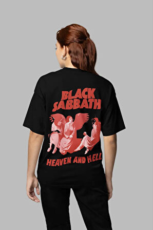 Black Sabbath Heaven And Hell Yazılı Unisex Oversize Müzik Grubu Tişört