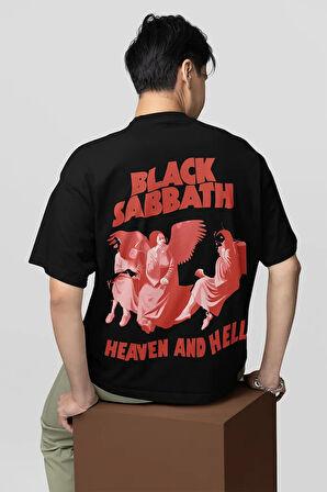 Black Sabbath Heaven And Hell Yazılı Unisex Oversize Müzik Grubu Tişört