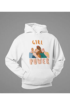 Girl Power Baskılı Unisex Oversize Hoodie