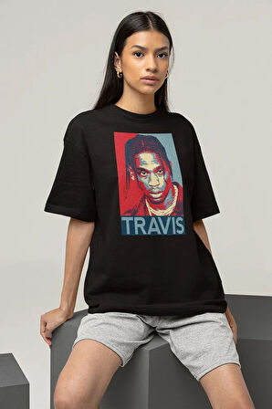 Rapper Travis Scott Baskılı Unisex Oversize Rap Tişört