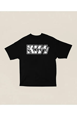 Kiss Grubu Baskılı Unisex Tişört, Oversize Rock Metal Müzik Grubu Tişört