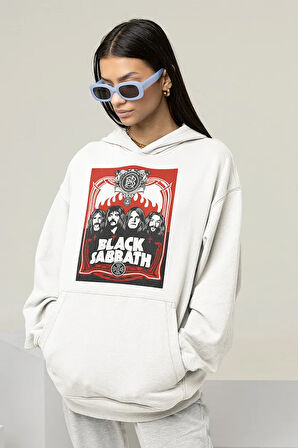 Black Sabbath Müzik Grubu Baskılı Unisex Oversize Rock Metal Hoodie