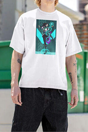 Oyun Karakteri Baskılı Unisex Oversize Sagge Valoorant Tişört