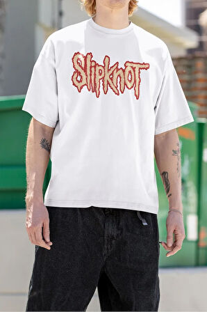 Unisex Slipknot Yazılı Oversize Anime Dizi Tişört