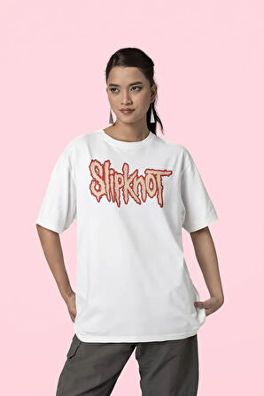 Unisex Slipknot Yazılı Oversize Anime Dizi Tişört