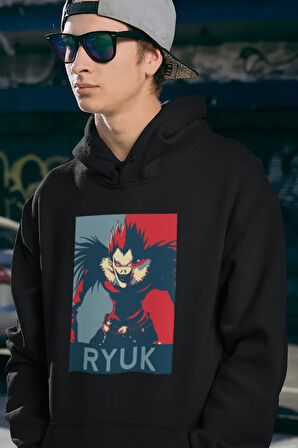 Ryuk Anime Karakter Baskılı Unisex Oversize Hoodie