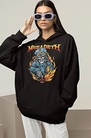Megadeth Baskılı Unisex Oversize Rock Metal Hoodie