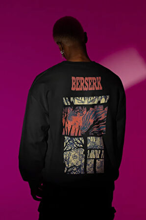 Berserk Anime Dizi Baskılı Unisex Oversize Sweatshirt