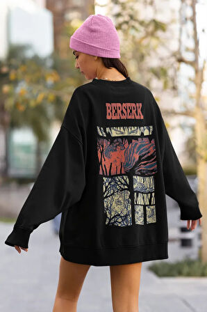Berserk Anime Dizi Baskılı Unisex Oversize Sweatshirt