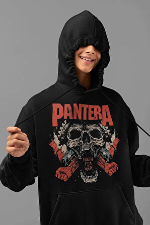 Pantera Baskılı Unisex Oversize Mouth For War Rock Metal Hoodie