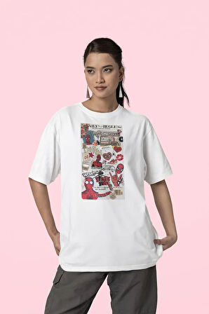 The Daily Bugle Yazılı Unisex Oversize Örümcek Adam Tişört