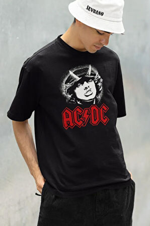 Tasarım AC DC Baskılı Unisex Oversize Müzik Grubu Tişört