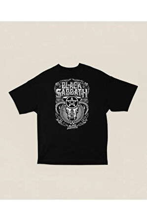 Black Sabbath Baskılı Unisex Oversize Tişört