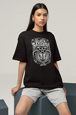 Black Sabbath Baskılı Unisex Oversize Tişört
