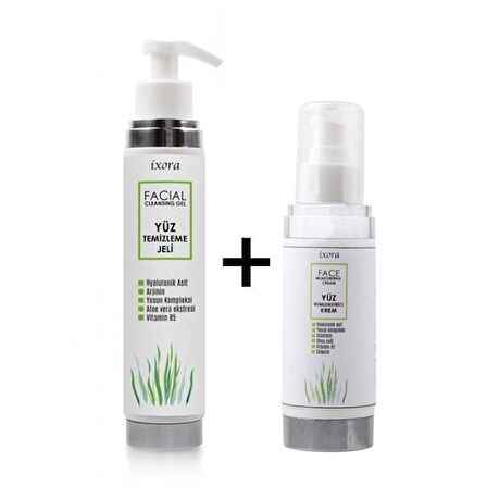 ixora Hyalüronik Asit, Yosun ve Aloe Vera Özlü Nemlendirici & Yatıştırıcılı 2'li Cilt Bakım Seti
