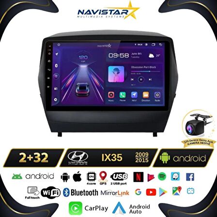 Hyundai IX35 Kablosuz Carplay 2+32GB Android 13 Navigasyon Multimedya Sistemi 2009-2015 