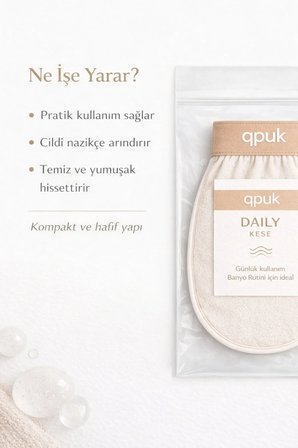 Daily Kese – Normal Ciltler İçin Kompakt Eldiven Boy Banyo Kesesi Duş Peeling Eldiveni Kadın - Erkek