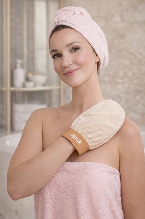Premium Kese – Normal Ciltler İçin %100 Floş İpek Banyo & Duş Peeling Eldiveni (Kadın & Erkek)