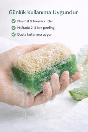 Aloe Vera Özlü Kabak Lifli Sabun – Şeffaf Doğal Peeling Sabunu 120 g
