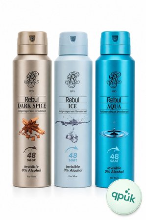 Erkek Deodorant Seti Alkolsüz 3x150ml Dark Spice Ice Aqua Invisible