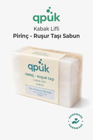 Pirinç ve Ruşur Taşı Kabak Lifli Sabun – Şeffaf Doğal Peeling Sabunu 120 g