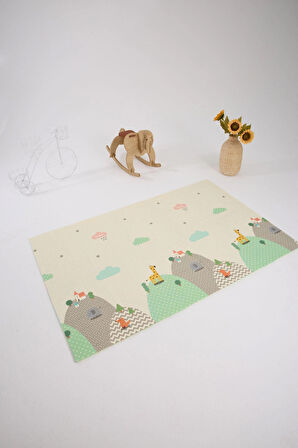 Monimubaby Katlanabilir Çift Taraflı Oyun Matı-Oyun Halısı 130x200x1cm (TAŞIMA ÇANTALI)
