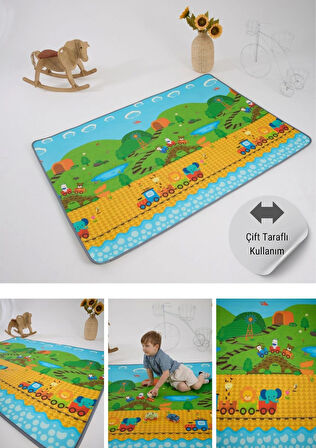 Çift Taraflı Oyun Matı-Oyun Halısı 140x200x1 cm