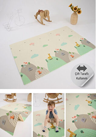 Katlanabilir Çift Taraflı Oyun Matı-Oyun Halısı 130x200x1cm (TAŞIMA ÇANTALI)