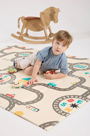 Katlanabilir Çift Taraflı Oyun Matı-Oyun Halısı 130x200x1cm (TAŞIMA ÇANTALI)