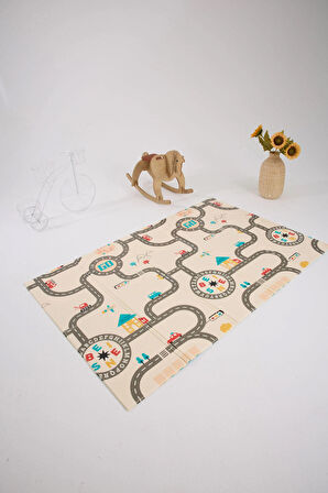 Katlanabilir Çift Taraflı Oyun Matı-Oyun Halısı 130x200x1cm (TAŞIMA ÇANTALI)